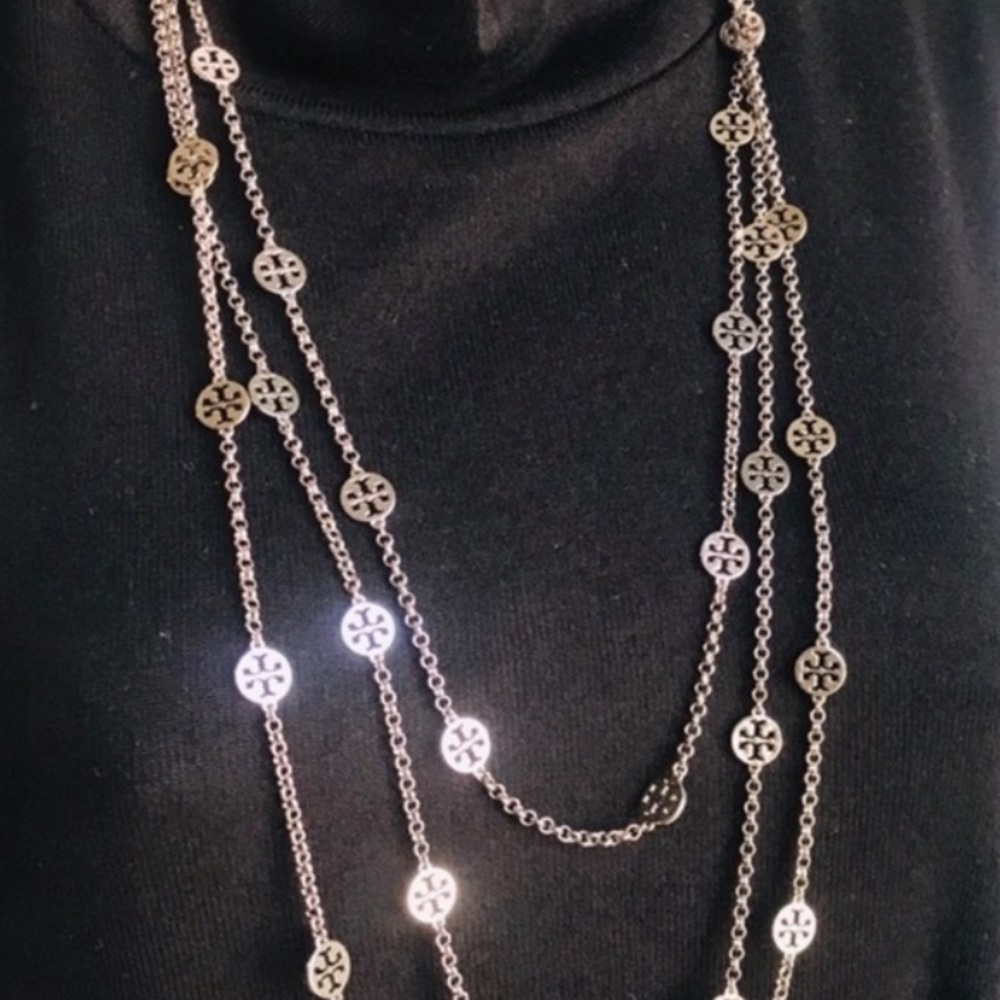 NWT Tory Burch Multi Strand Logo Necklace
